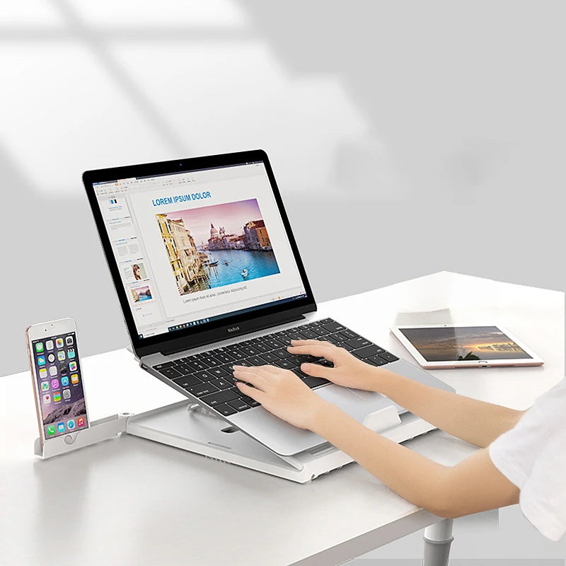 New Laptop Stand Multifunctional Folding Lift Portable Laptop Stand Monitor Increase Rack Aluminum Alloy Base - buybestdealz.com