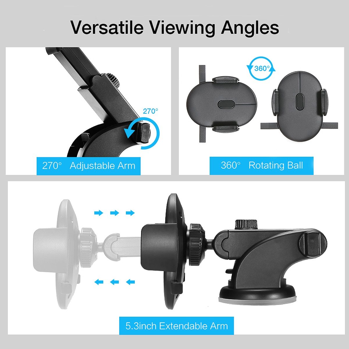Car Phone Holder Long Rod Telescopic Car Dashboard Suction Cup Type - buybestdealz.com