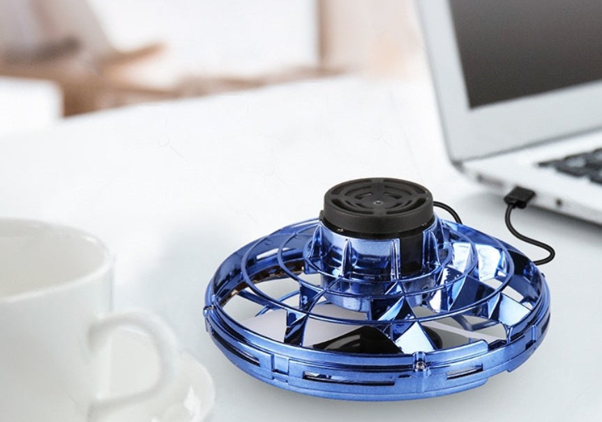 Mini Fingertip Gyro Interactive Decompression Toy Drone LED UFO Type Flying Helicopter Spinner Toy Kids - buybestdealz.com