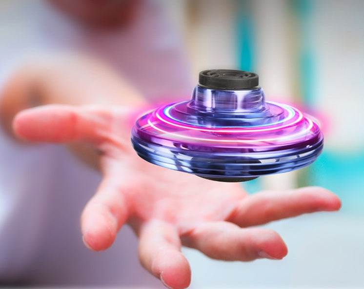 Mini Fingertip Gyro Interactive Decompression Toy Drone LED UFO Type Flying Helicopter Spinner Toy Kids - buybestdealz.com