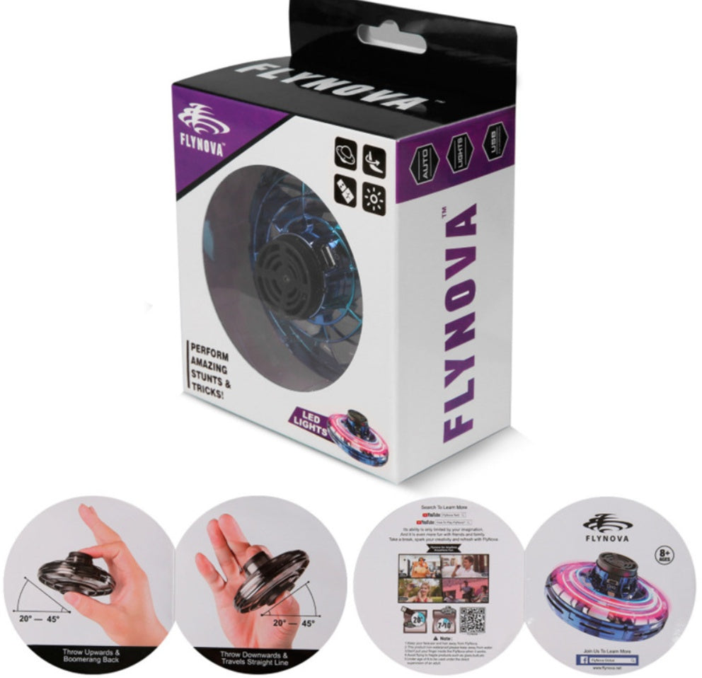 Mini Fingertip Gyro Interactive Decompression Toy Drone LED UFO Type Flying Helicopter Spinner Toy Kids - buybestdealz.com