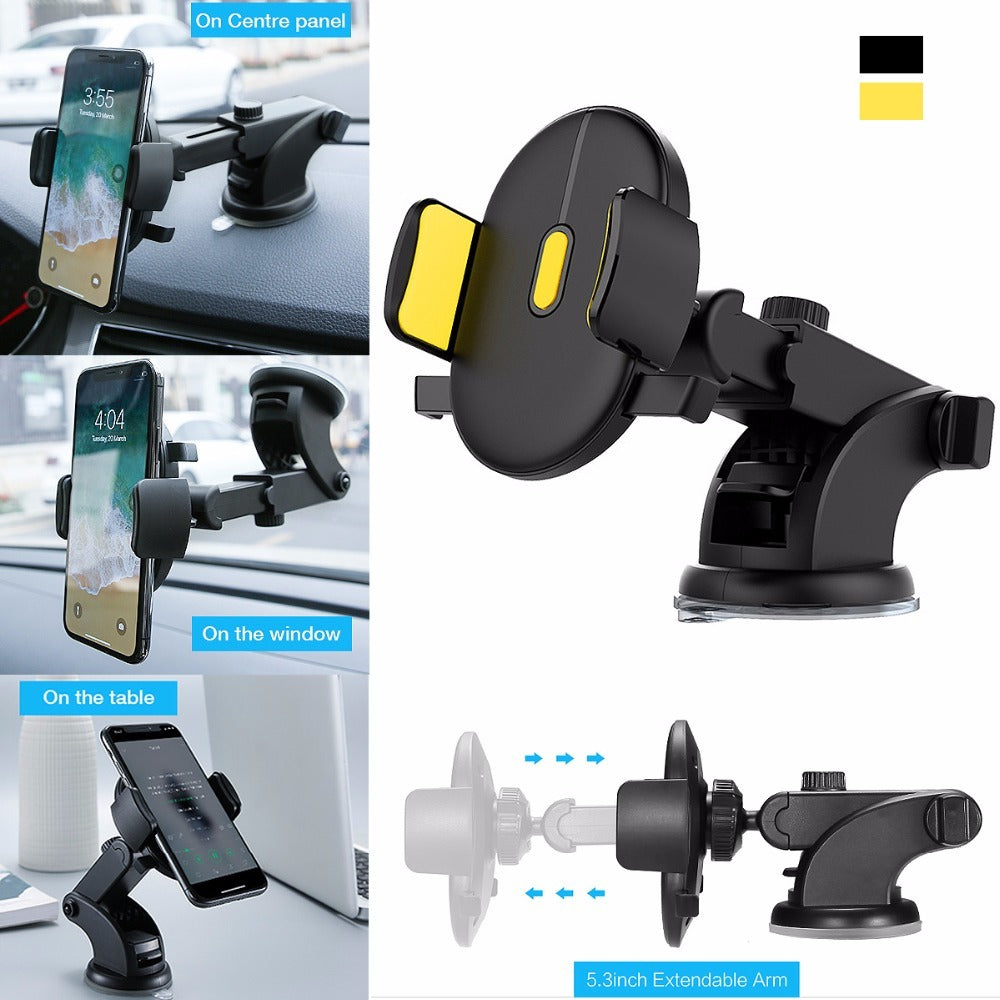 Car Phone Holder Long Rod Telescopic Car Dashboard Suction Cup Type - buybestdealz.com