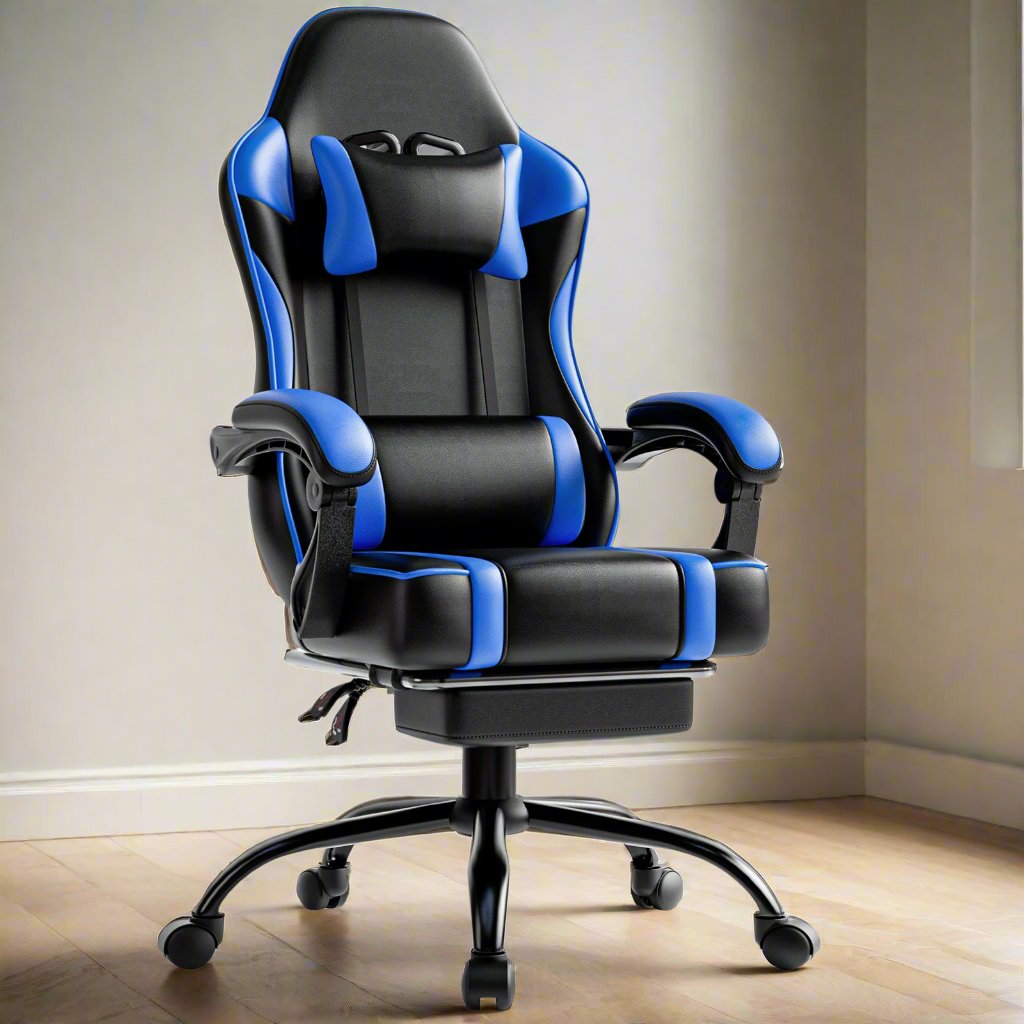Gaming Chair, Office Chair, Blue and Black Gaming Chair