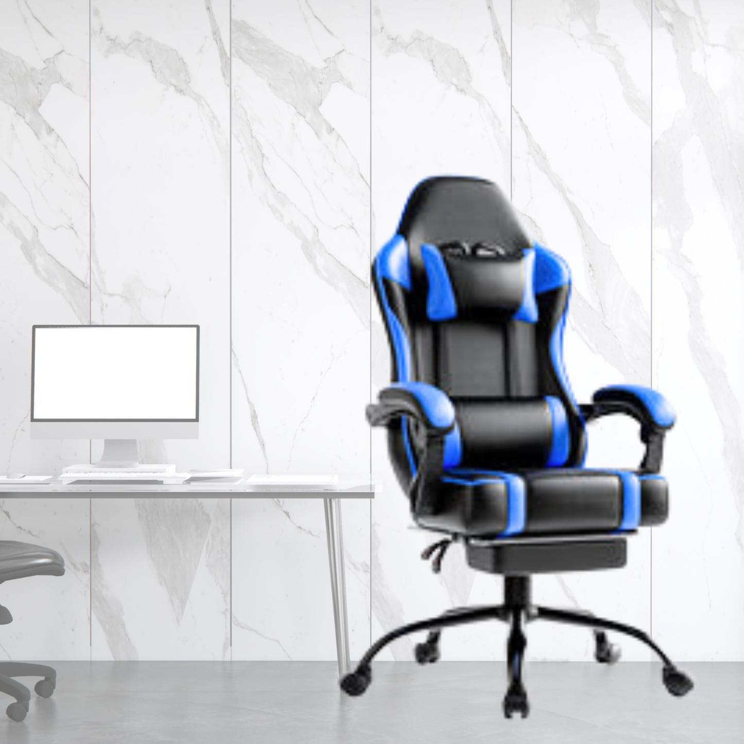 Ergonomic Racing-Style Gaming Chair with Adjustable Recliner, Footrest, Lumbar Support & 360° Swivel for Ultimate Co - buybestdealz.com