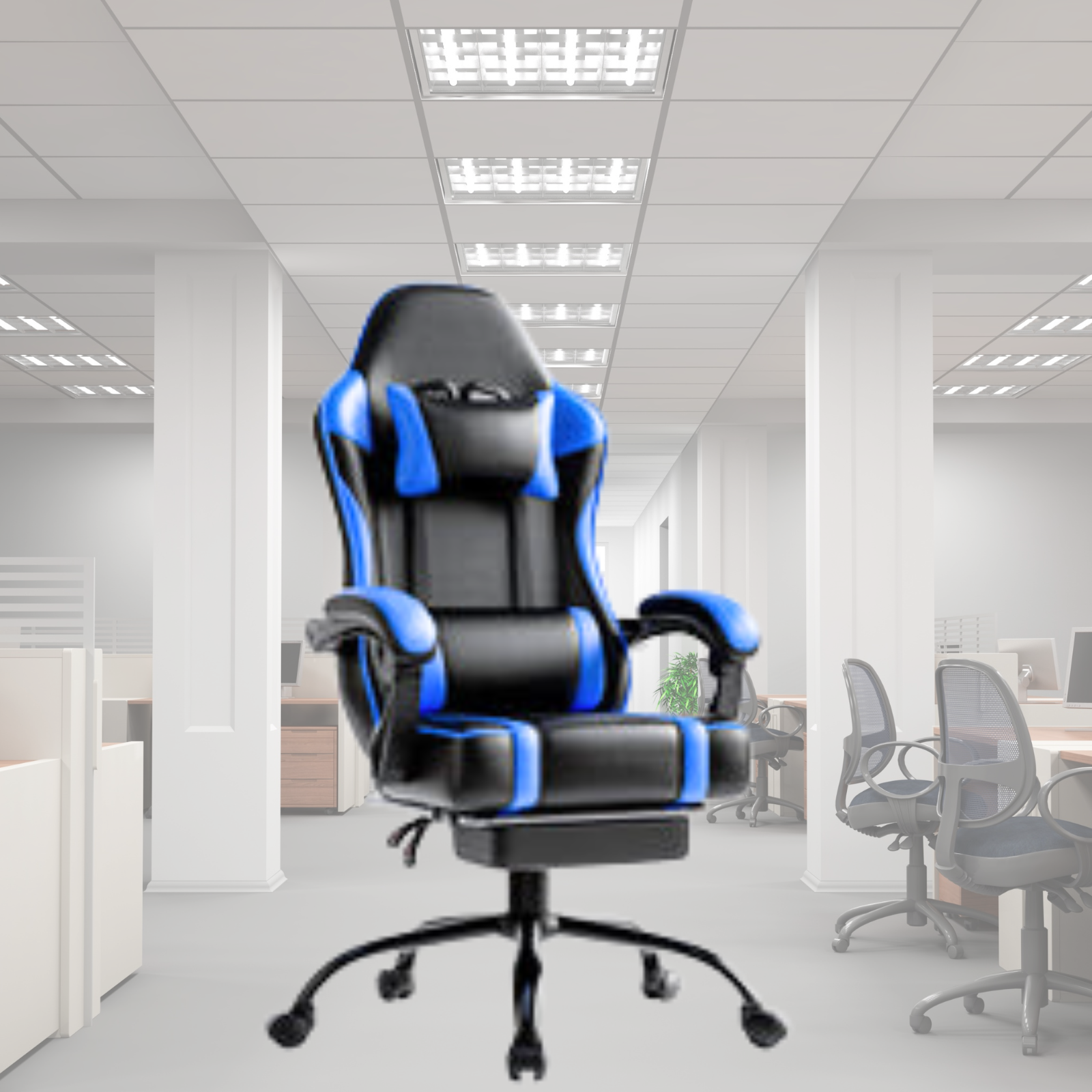 Ergonomic Racing-Style Gaming Chair with Adjustable Recliner, Footrest, Lumbar Support & 360° Swivel for Ultimate Co - buybestdealz.com