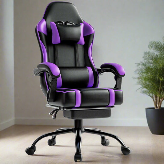 Gaming Chair, Office Chair, Purple and Black Gaming Chair