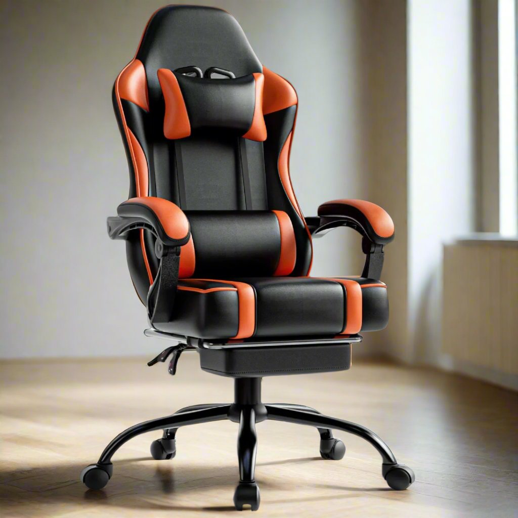 Gaming Chair, Office Chair, Orange and Black Gaming Chair