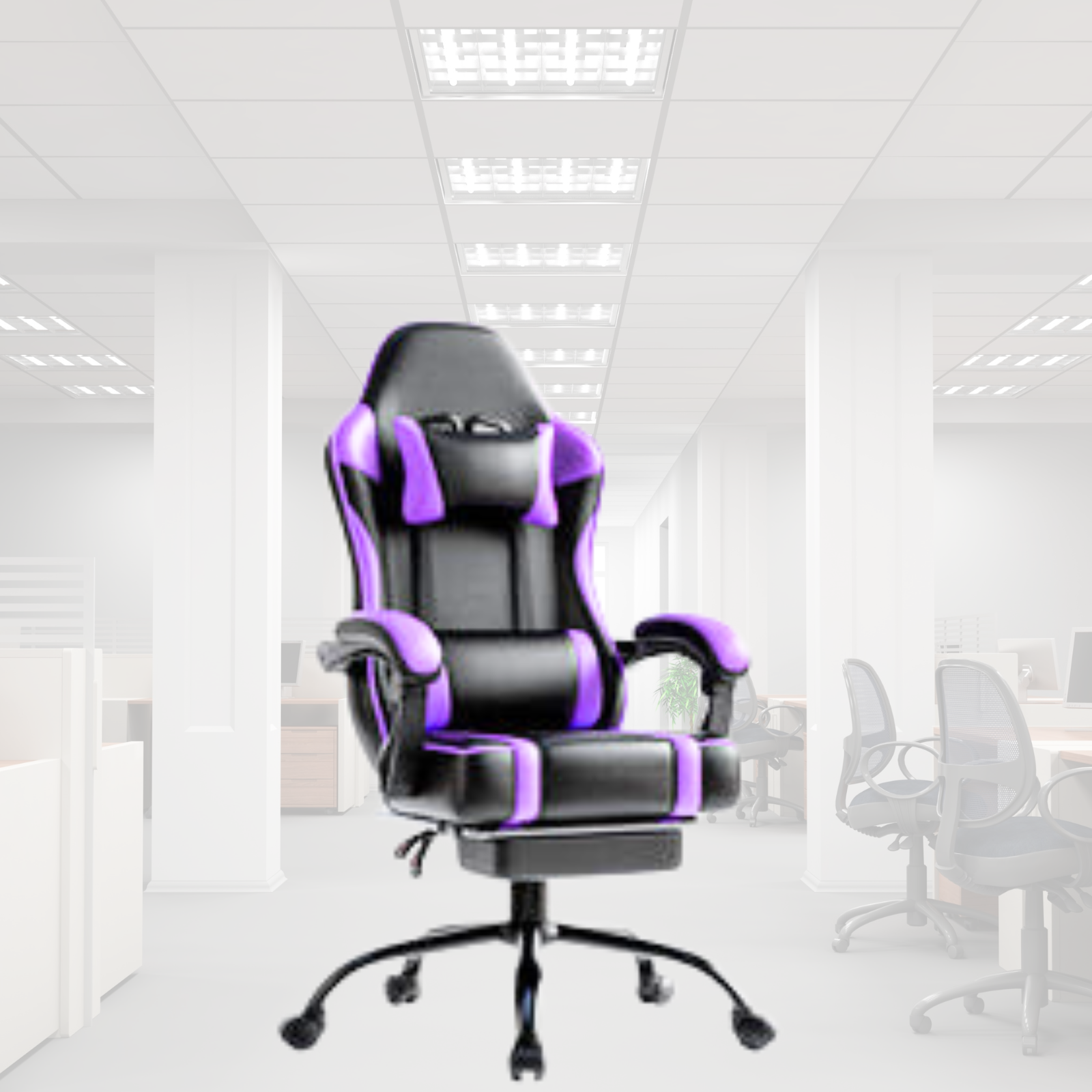 Ergonomic Racing-Style Gaming Chair with Adjustable Recliner, Footrest, Lumbar Support & 360° Swivel for Ultimate Co - buybestdealz.com