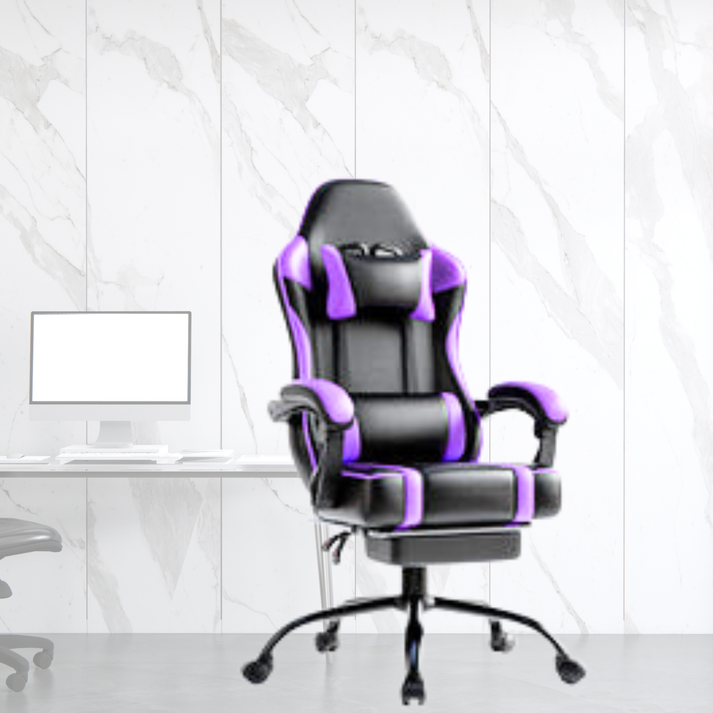 Ergonomic Racing-Style Gaming Chair with Adjustable Recliner, Footrest, Lumbar Support & 360° Swivel for Ultimate Co - buybestdealz.com