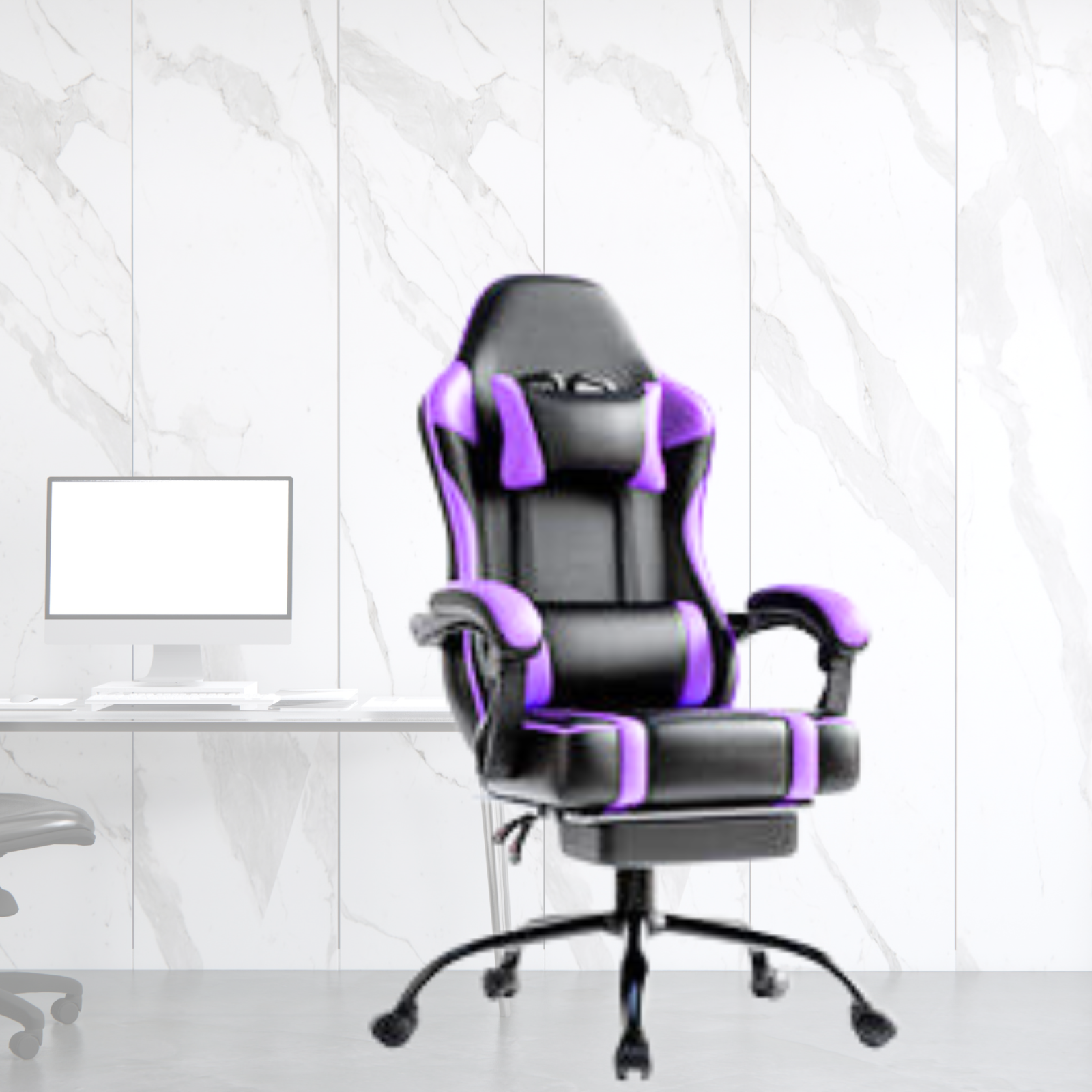 Ergonomic Racing-Style Gaming Chair with Adjustable Recliner, Footrest, Lumbar Support & 360° Swivel for Ultimate Co - buybestdealz.com