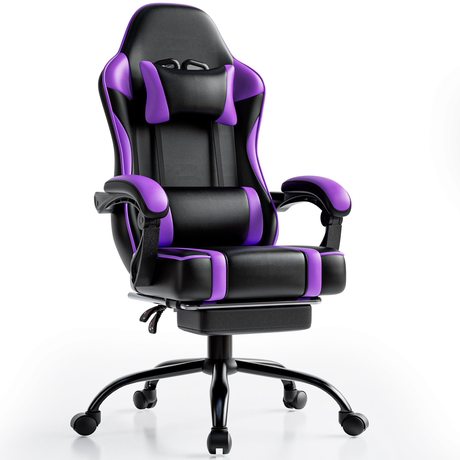 Ergonomic Racing-Style Gaming Chair with Adjustable Recliner, Footrest, Lumbar Support & 360° Swivel for Ultimate Co - buybestdealz.com