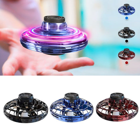 Mini Fingertip Gyro Interactive Decompression Toy Drone LED UFO Type Flying Helicopter Spinner Toy Kids - buybestdealz.com